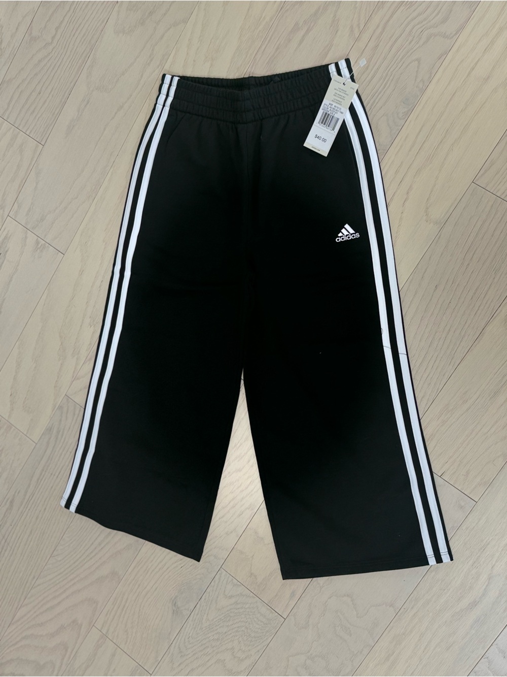 adidas Black Joggers with White Three-Stripe Detail